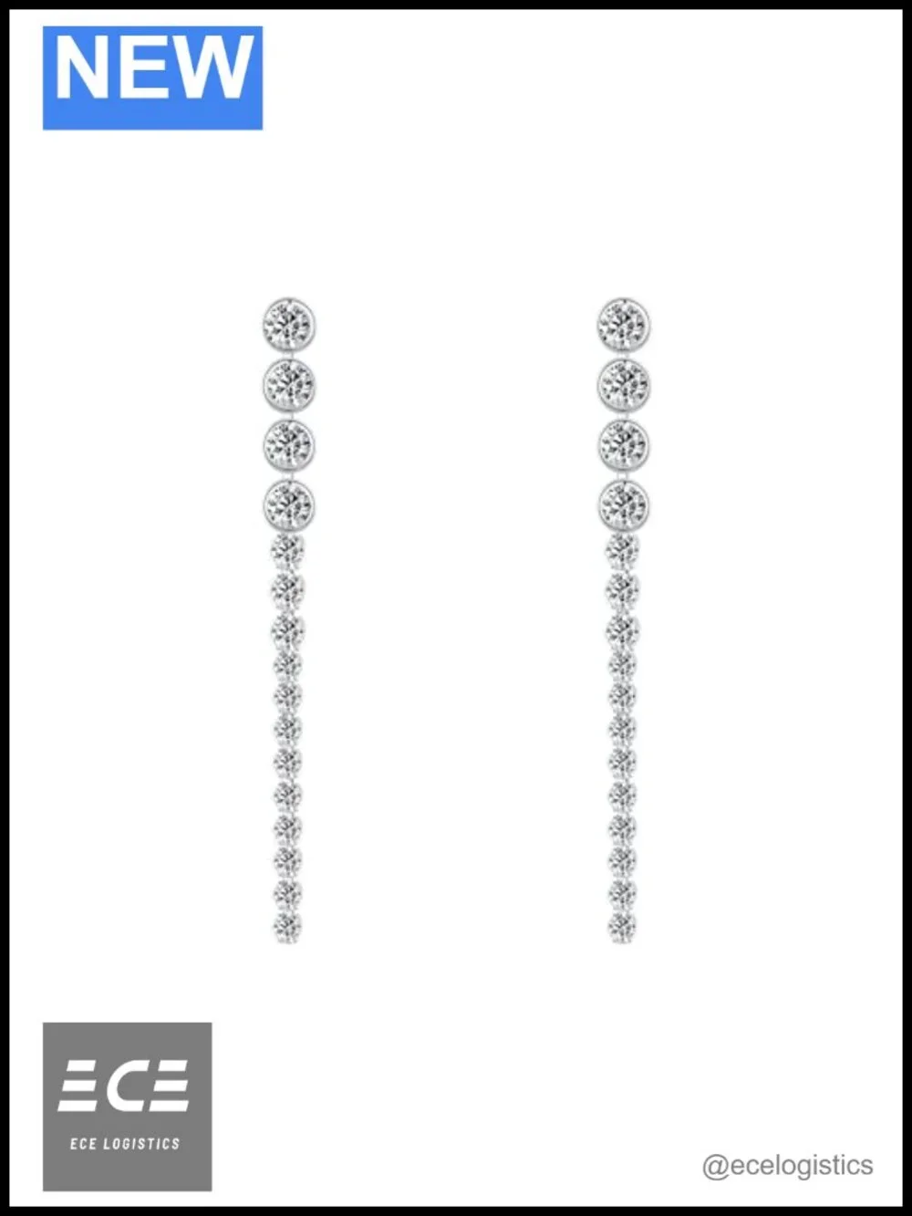 Cubic Zirconia Linear Drop Dangle Earrings Brass Wedding Bridal Jewelry